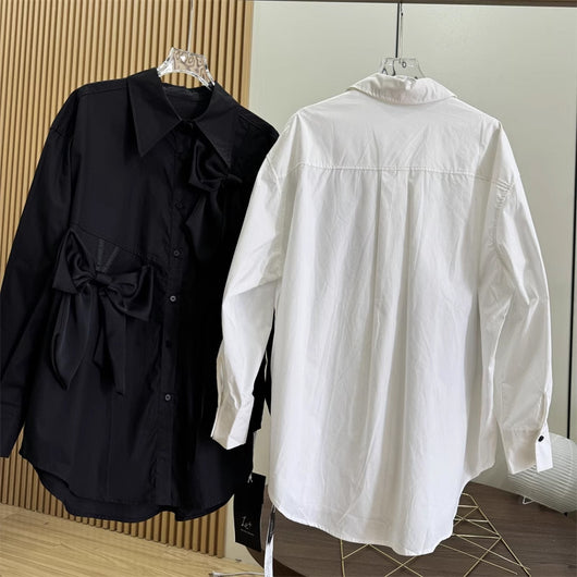 Blusa Elegante con Moño Tridimensional y Manga Larga Estilo Francés - Image 12
