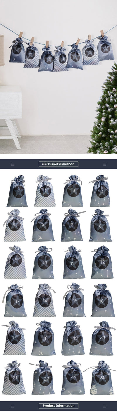 Set de Bolsas de Regalo Calendario Navideño en Satén - Image 10