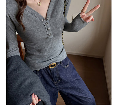Polera Térmica Cuello en V Manga Larga con Forro Polar - Image 19