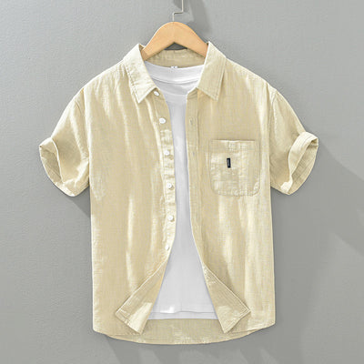 Camisa Casual de Algodón y Lino en Colores Sólidos - Image 6