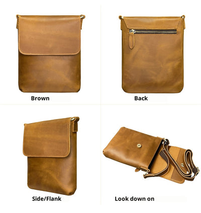 Mochila Crossbody de Cuero Crazy Horse para Hombre - Bolsa iPad Minimalista - Image 8