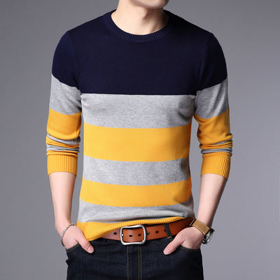 Suéter de Cuello Redondo con Bloques de Color para Hombre Joven - Image 14
