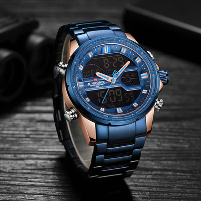 Reloj de Pulsera Deportivo Resistente al Agua con Banda de Acero