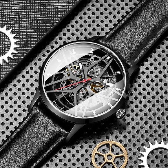 Reloj Mecánico Automático Impermeable con Esfera Hueca para Hombre