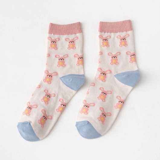Calcetines de Tubo de Algodón con Diseño Adorable de Conejo Azul - Image 2
