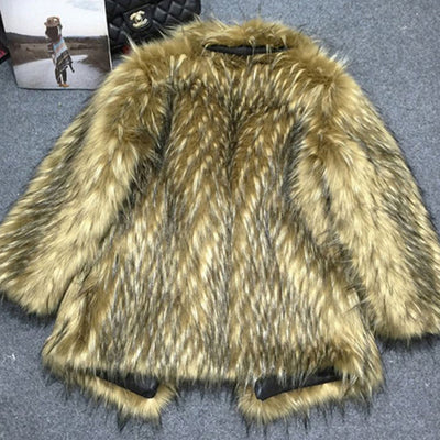 Abrigo Largo de Invierno Estilo Coreano con Cuello Solapa y Detalles de Piel de Zorro - Image 3
