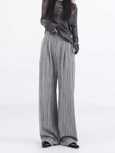 Pantalones Anchos Plisados con Rayas - Corte Casual Elegante - Image 4