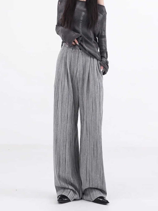 Pantalones Anchos Plisados con Rayas - Corte Casual Elegante - Image 4