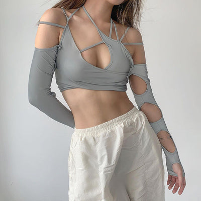 Top Halter Escotado sin Mangas - Diseño Versátil y Elegante