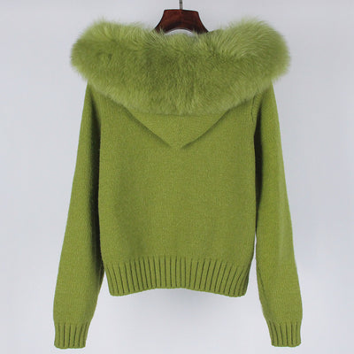 Abrigo de Primavera para Mujer con Cuello de Zorro Real y Capucha - Image 34