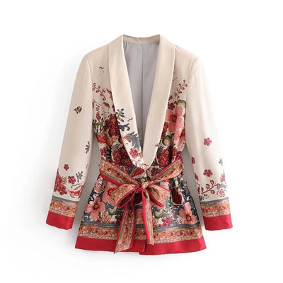 Traje Casual de Otoño para Mujer con Blazer Estampado y Cinturón, Pantalón Ancho - Image 10