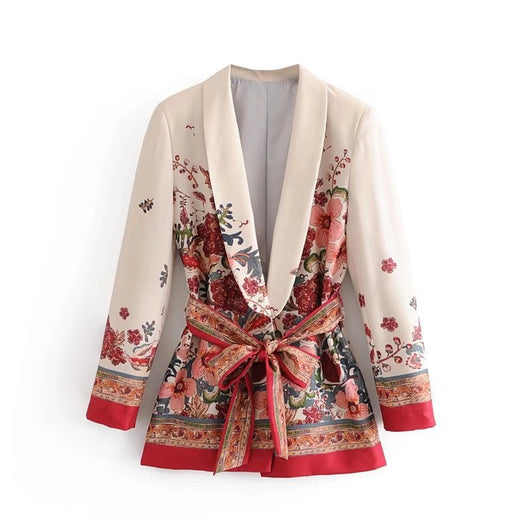 Traje Casual de Otoño para Mujer con Blazer Estampado y Cinturón, Pantalón Ancho - Image 10