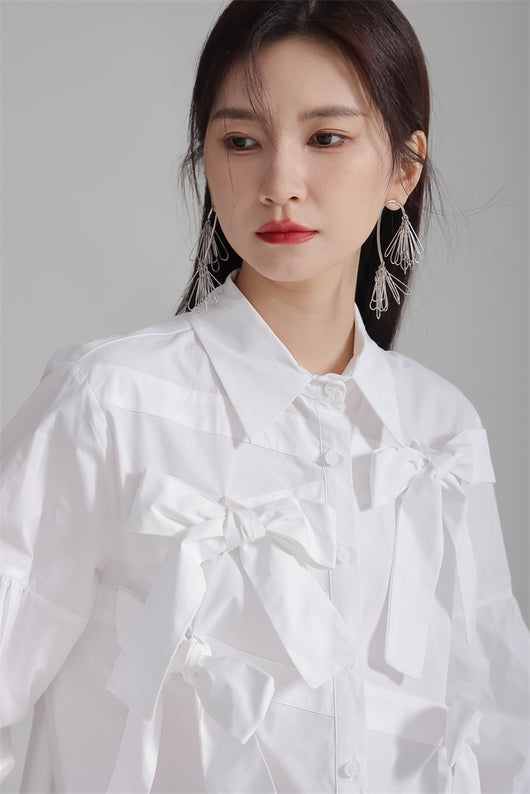Blusa Blanca con Moño para Mujer - Image 11