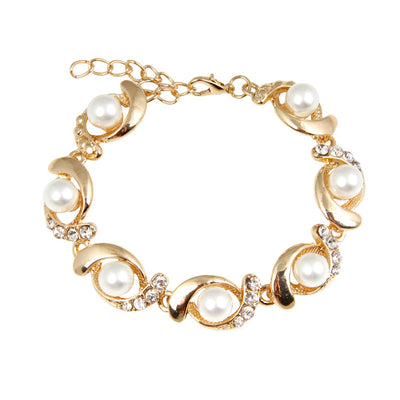 Pulsera de Perla y Diamante en Aleación - Diseño Creativo y Personalizado - Image 3