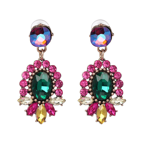 Aretes Retro de Perla y Diamante en Aleación