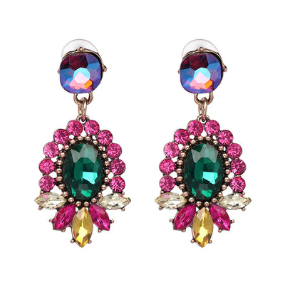 Aretes Retro de Perla y Diamante en Aleación
