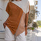 Urban Casual Blouse with Contrast Stitching - Loose Short Sleeve T-Shirt for Women