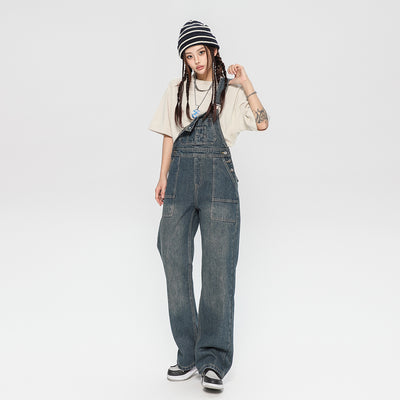 Pantalón Vaquero con Tirantes Mujer Diseño Holgado Desteñido - Image 11