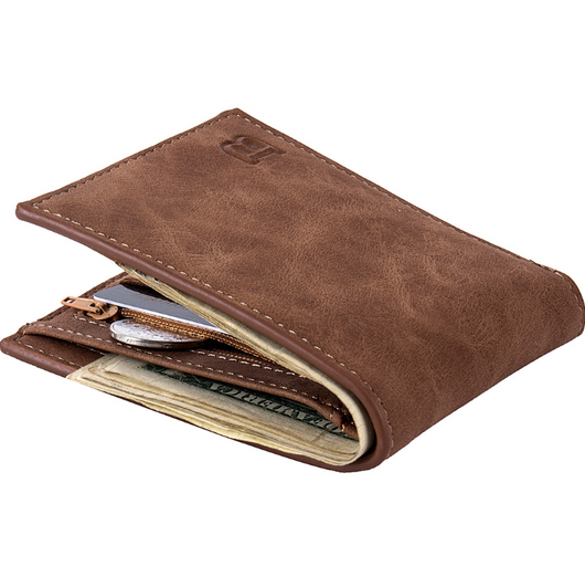 Billetera Slim para Hombre con Compartimento de Monedas y Clip de Dinero