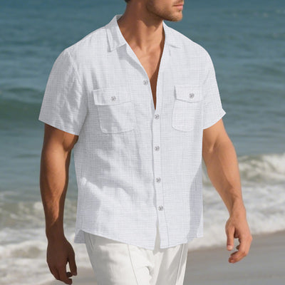 Camisa Suelta de Solapa Lisa para Hombre - Estilo Casual Festivo - Image 6