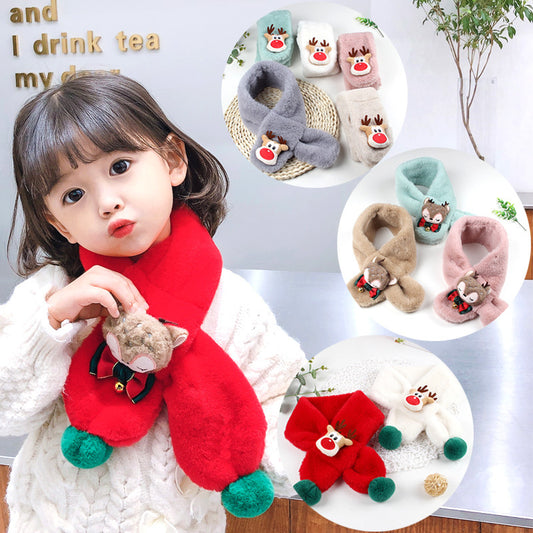 Babero Navideño Infantil con Pelaje Sintético de Conejo - Diseño Cartoon Unisex