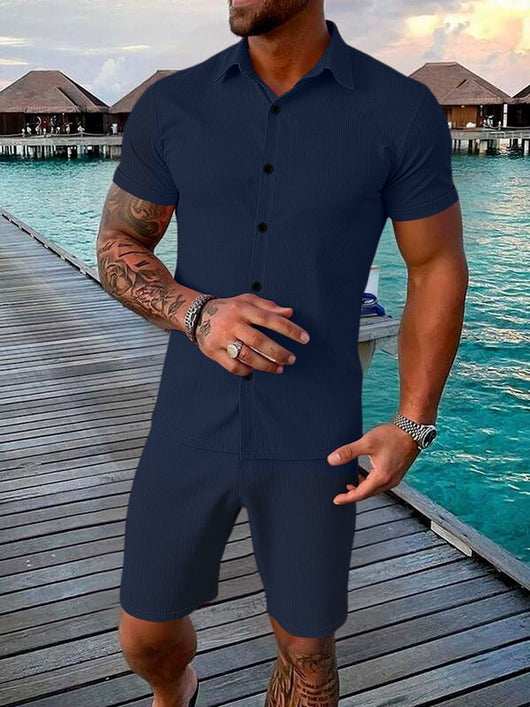 Conjunto Casual de Camisa y Shorts para Hombre - Image 17