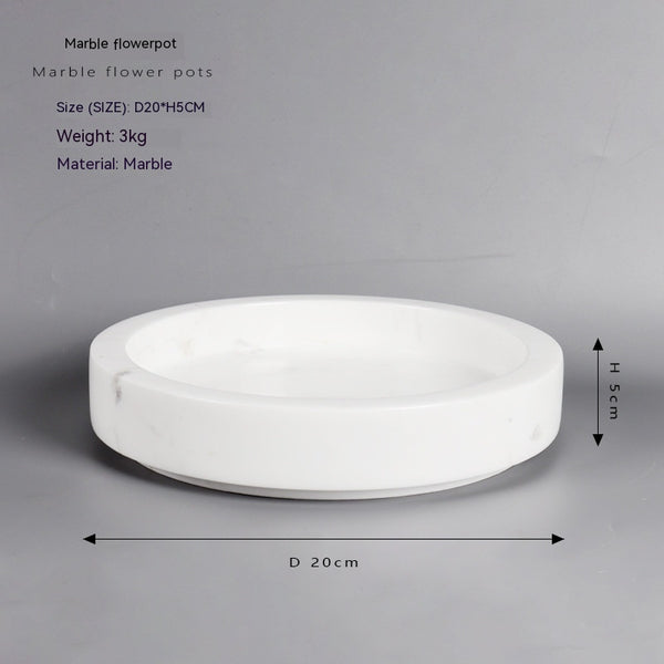 Mesa de Té Chino con Borde de Mármol y Maceta de Flores Eternas Simuladas - Image 6