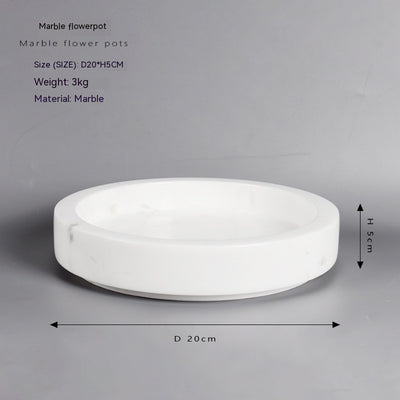 Mesa de Té Chino con Borde de Mármol y Maceta de Flores Eternas Simuladas - Image 6