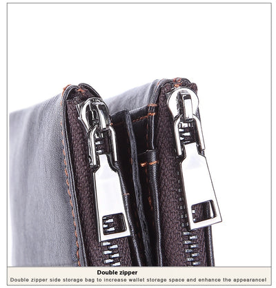 Billetera de Cuero Genuino con Cierre y Hebilla Retro para Hombre - Image 9