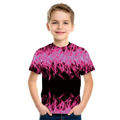 Camiseta Infantil Estampado Llamas 3D en Tres Colores - Image 3