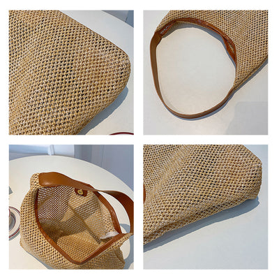 Bolsa Tote de Paja Retro Casual - Image 3