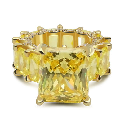 Anillo Octagonal de Plata 925 Amarillo Elegante - Image 8