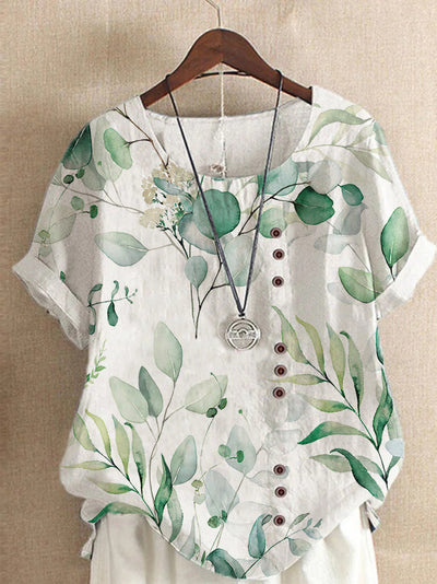 Camiseta Suelta de Manga Corta con Estampado Retro para Mujer - Image 14