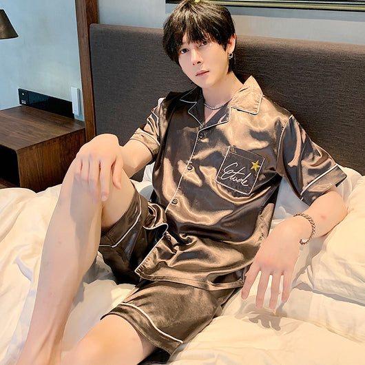 Pijama Corto de Seda de Hielo para Hombre - Transpirable y Fresco - Image 8