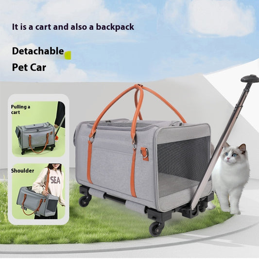 Transportín Felino Multifuncional con Ruedas y Asa Extensible