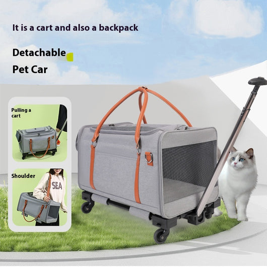 Transportín Felino Multifuncional con Ruedas y Asa Extensible