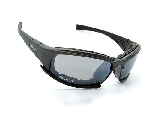 Black full-frame motorcycle goggles with yellow lenses, an adjustable elastic strap, and detachable temple arms. - Image 4