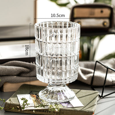 Jarrón de Cristal Transparente Pie Alto Europeo para Flores - Image 12