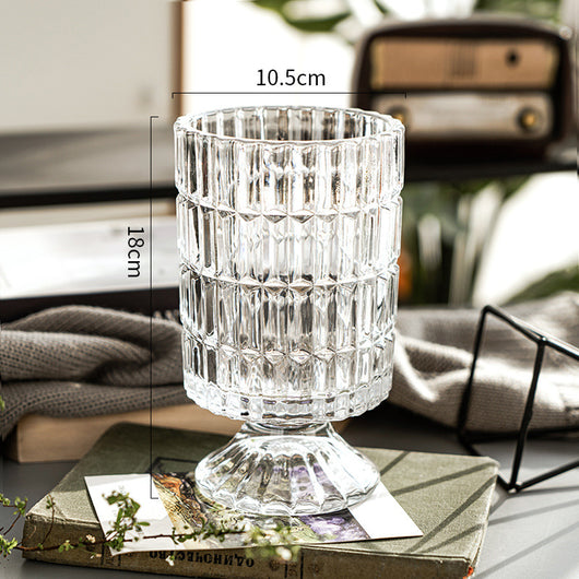 Jarrón de Cristal Transparente Pie Alto Europeo para Flores - Image 12