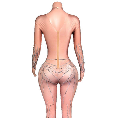 Jumpsuit Ajustado con Rayas y Cristales Brillantes para Mujer - Image 6