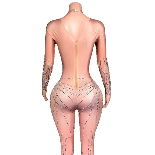 Jumpsuit Ajustado con Rayas y Cristales Brillantes para Mujer - Image 6