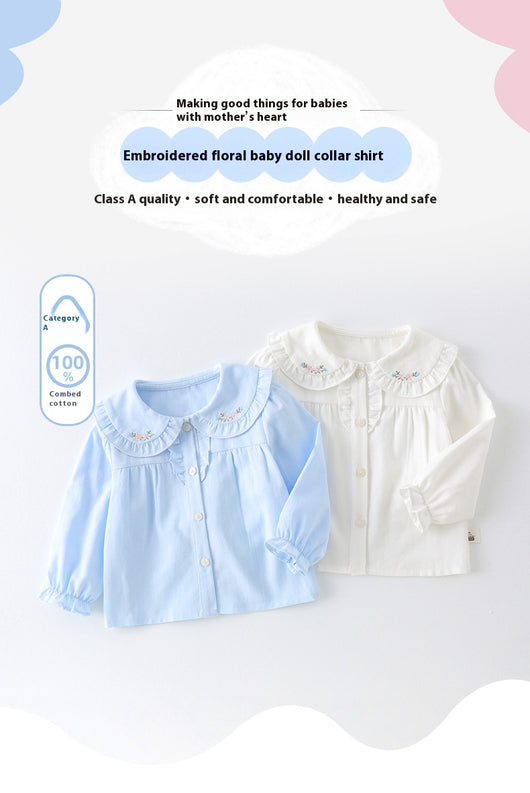 Blusa Básica Blanca de Algodón con Manga Larga para Niña - Image 19