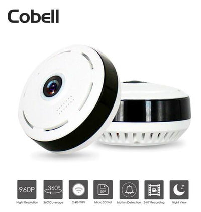 Cámara IP WiFi 960P Panorámica 360° con Visión Nocturna y Lente Gran Angular