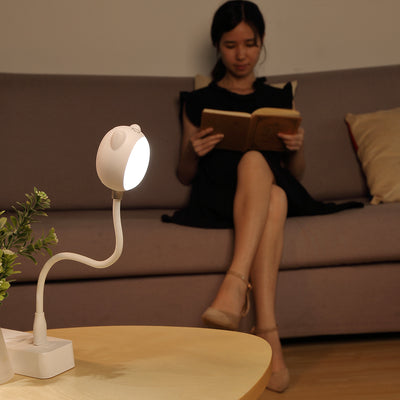 Black cat-shaped USB desk lamp with a flexible gooseneck and silver light panel, ideal for modern desks. - Image 2