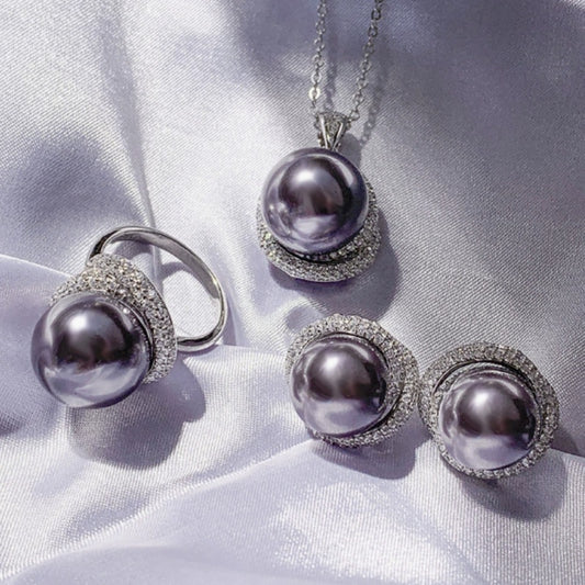 Conjunto de Colgante Plata 925 con Ópalo e Nácar para Mujer