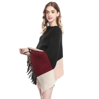 Capa Tejida para Mujer con Patchwork de Contraste de Colores - Image 14