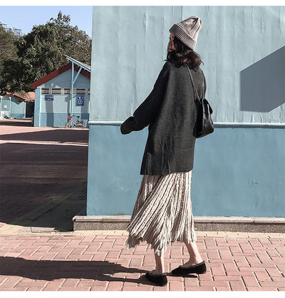 Falda Tejida Irregular Cintura Alta Midi para Mujer - Image 26