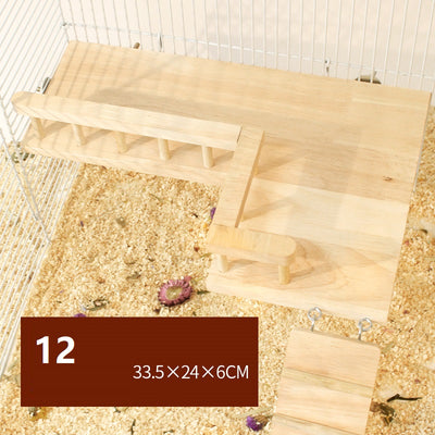 Plataforma de Madera Natural con Columpio y Cerca para Hámster - Image 13