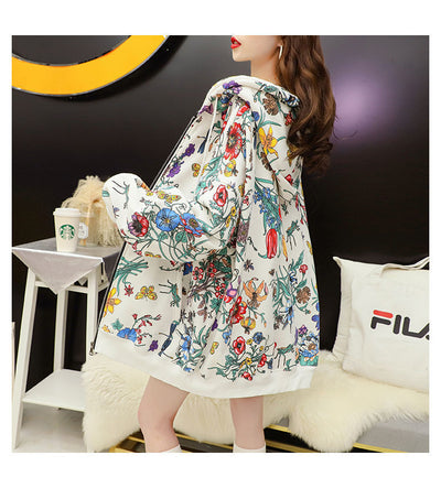 Sudadera Hoodie Mujer Talla Grande Terciopelo Estampado Floral - Image 11