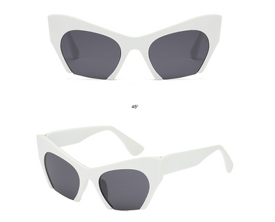 Red cat-eye sunglasses with silver mirrored lenses, featuring a bold retro frame design. - Image 8